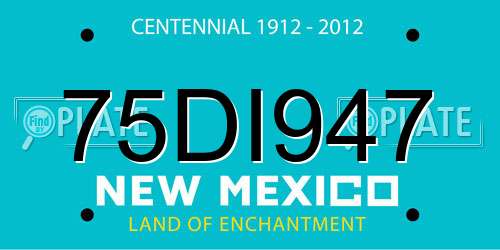 75DI947 New Mexico License Plate