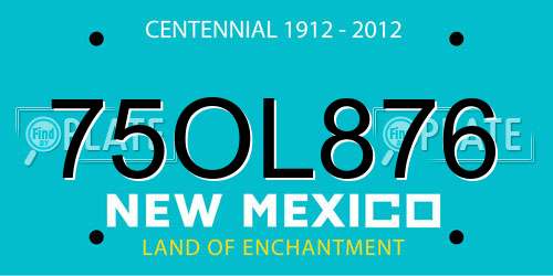 75OL876 New Mexico License Plate