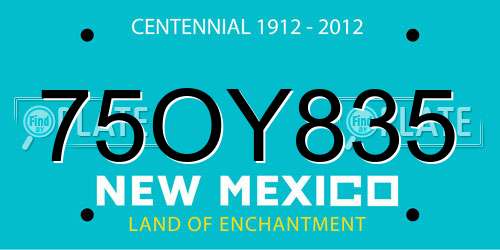 75OY835 New Mexico License Plate