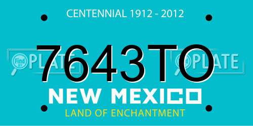7643TO New Mexico License Plate
