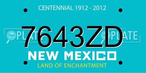 7643ZD New Mexico License Plate