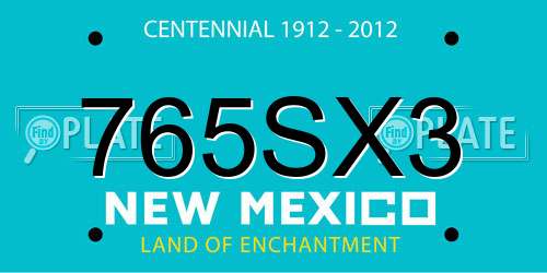 765SX3 New Mexico License Plate