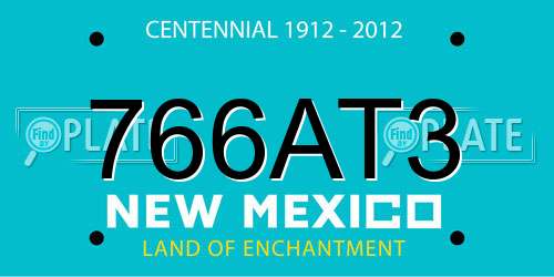 766AT3 New Mexico License Plate
