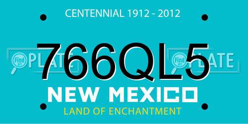 766QL5 New Mexico License Plate