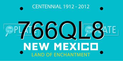 766QL8 New Mexico License Plate