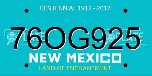 76OG925 New Mexico License Plate