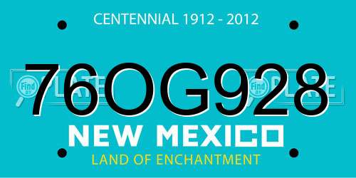 76OG928 New Mexico License Plate