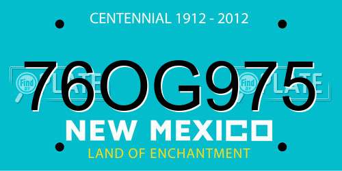 76OG975 New Mexico License Plate