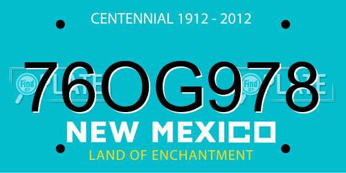 76OG978 New Mexico License Plate