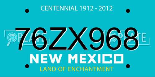 76ZX968 New Mexico License Plate