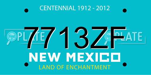 7713ZF New Mexico License Plate
