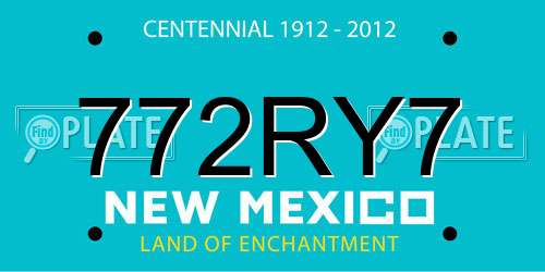 772RY7 New Mexico License Plate