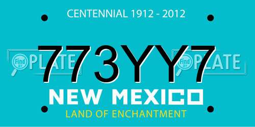 773YY7 New Mexico License Plate