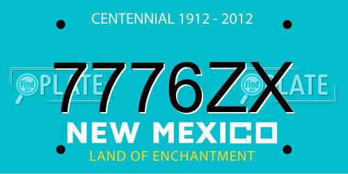 7776ZX New Mexico License Plate