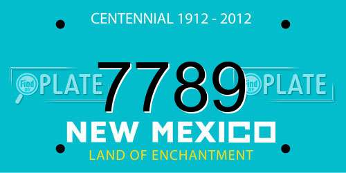 7789 New Mexico License Plate