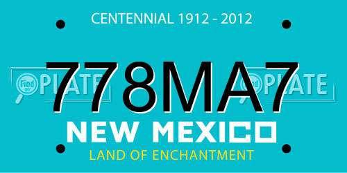 778MA7 New Mexico License Plate
