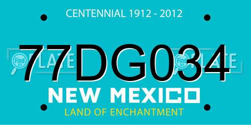 77DG034 New Mexico License Plate