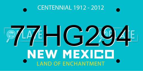 77HG294 New Mexico License Plate