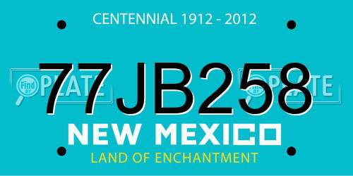77JB258 New Mexico License Plate