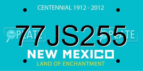 77JS255 New Mexico License Plate