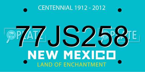 77JS258 New Mexico License Plate