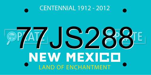 77JS288 New Mexico License Plate