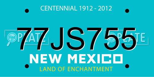 77JS755 New Mexico License Plate
