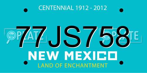 77JS758 New Mexico License Plate
