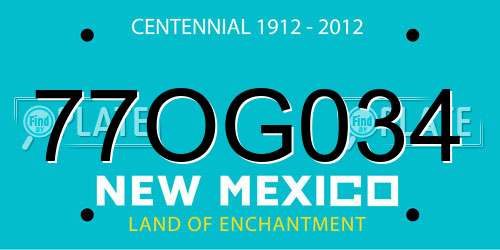 77OG034 New Mexico License Plate