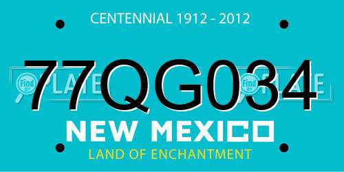 77QG034 New Mexico License Plate
