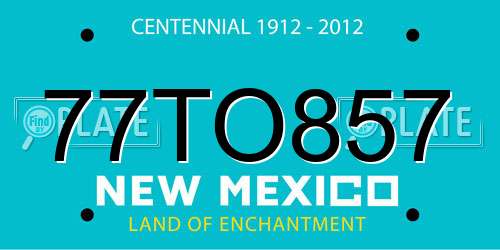 77TO857 New Mexico License Plate