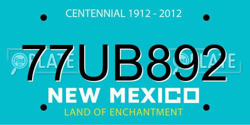77UB892 New Mexico License Plate
