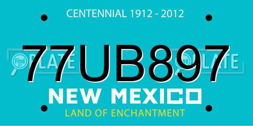 77UB897 New Mexico License Plate