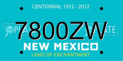 7800ZW New Mexico License Plate