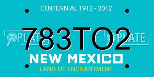 783TO2 New Mexico License Plate