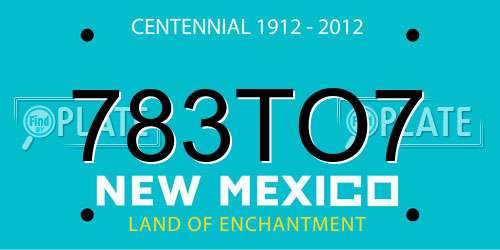 783TO7 New Mexico License Plate