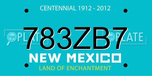 783ZB7 New Mexico License Plate