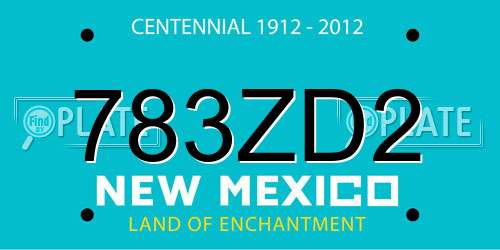 783ZD2 New Mexico License Plate