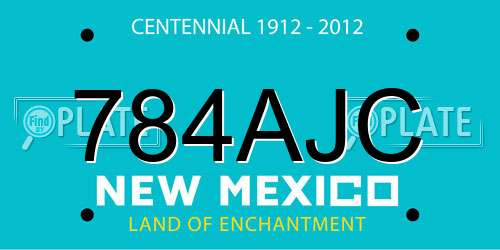 784AJC New Mexico License Plate