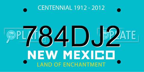 784DJ2 New Mexico License Plate