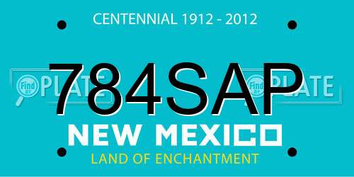 784SAP New Mexico License Plate