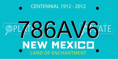 786AV6 New Mexico License Plate