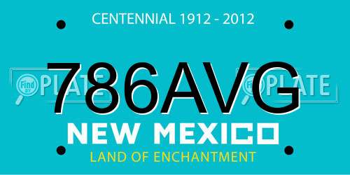 786AVG New Mexico License Plate