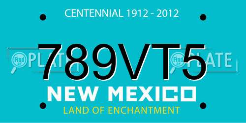 789VT5 New Mexico License Plate