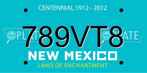 789VT8 New Mexico License Plate