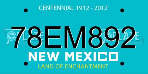 78EM892 New Mexico License Plate
