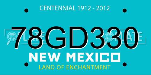 78GD330 New Mexico License Plate