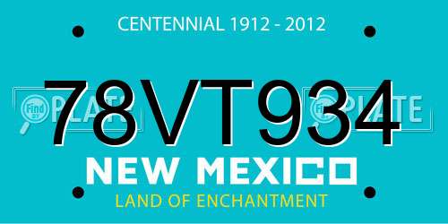 78VT934 New Mexico License Plate
