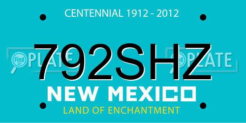 792SHZ New Mexico License Plate