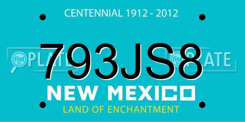 793JS8 New Mexico License Plate